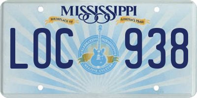 MS license plate LOC938