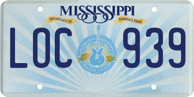 MS license plate LOC939