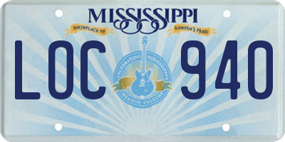 MS license plate LOC940