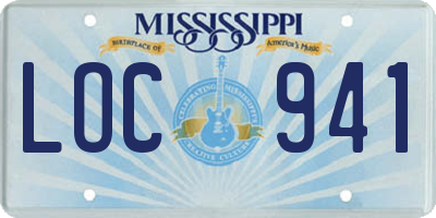 MS license plate LOC941