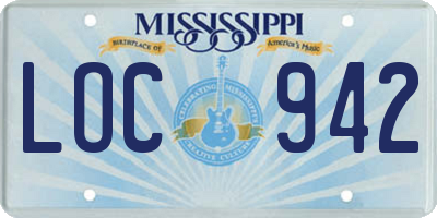 MS license plate LOC942