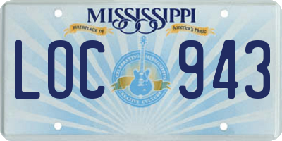 MS license plate LOC943