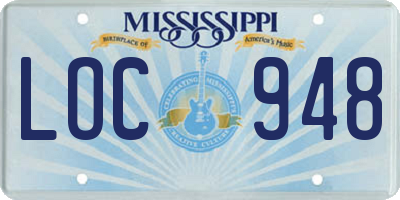 MS license plate LOC948