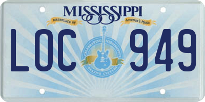 MS license plate LOC949