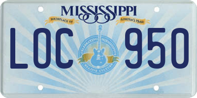 MS license plate LOC950