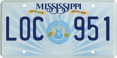 MS license plate LOC951