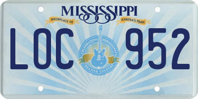 MS license plate LOC952