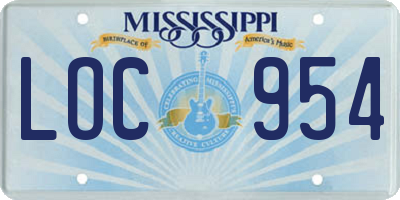 MS license plate LOC954