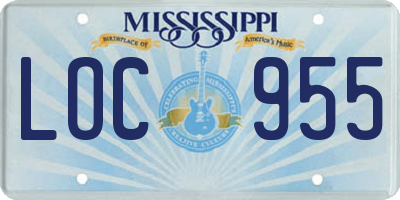 MS license plate LOC955