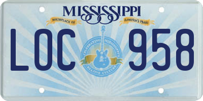 MS license plate LOC958