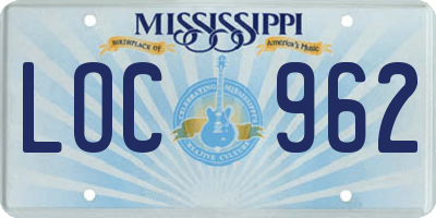 MS license plate LOC962