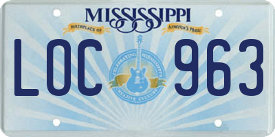 MS license plate LOC963
