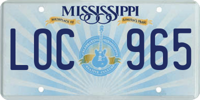 MS license plate LOC965