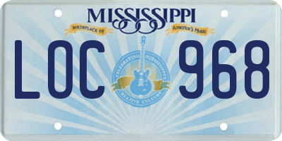 MS license plate LOC968