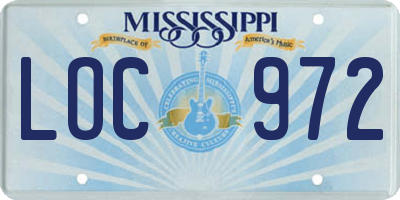 MS license plate LOC972