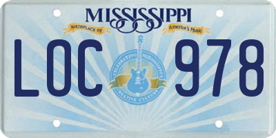 MS license plate LOC978