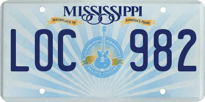 MS license plate LOC982