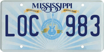 MS license plate LOC983