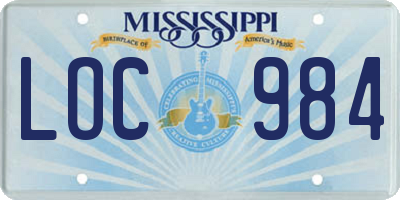 MS license plate LOC984