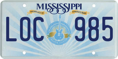 MS license plate LOC985