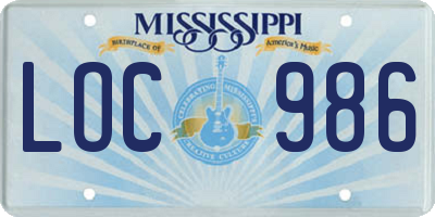 MS license plate LOC986
