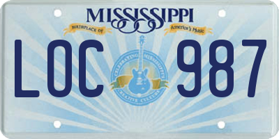 MS license plate LOC987