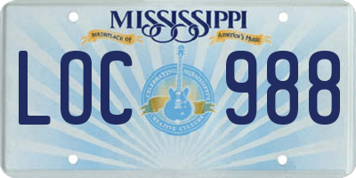 MS license plate LOC988
