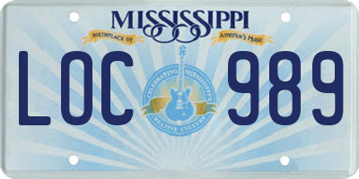 MS license plate LOC989