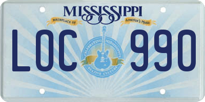 MS license plate LOC990