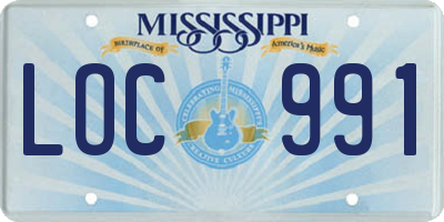 MS license plate LOC991