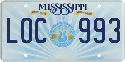MS license plate LOC993