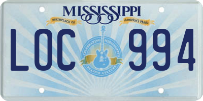 MS license plate LOC994