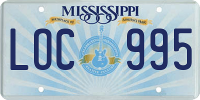 MS license plate LOC995