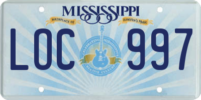 MS license plate LOC997
