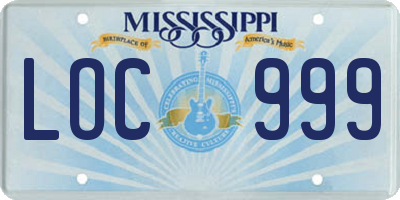 MS license plate LOC999