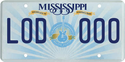MS license plate LOD000
