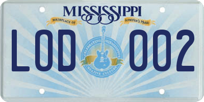 MS license plate LOD002
