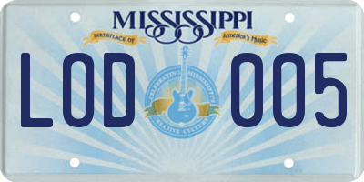 MS license plate LOD005