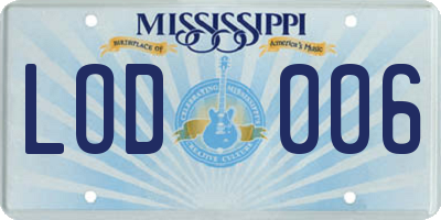 MS license plate LOD006