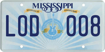 MS license plate LOD008