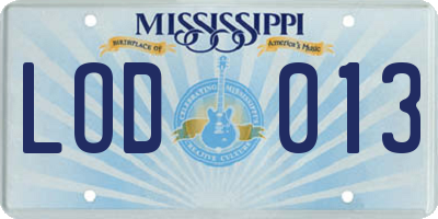 MS license plate LOD013