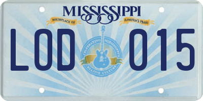 MS license plate LOD015