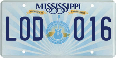 MS license plate LOD016