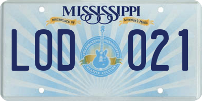 MS license plate LOD021