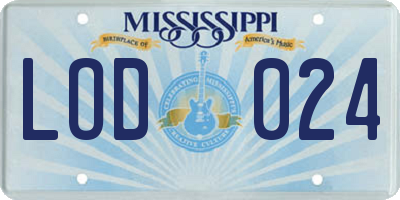 MS license plate LOD024