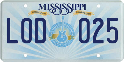 MS license plate LOD025