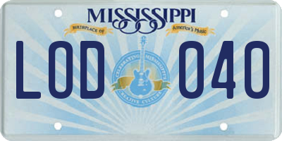 MS license plate LOD040