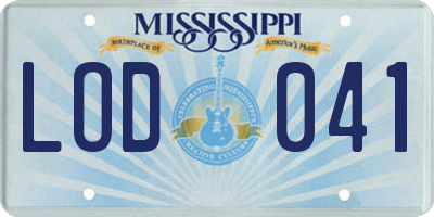 MS license plate LOD041