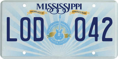 MS license plate LOD042