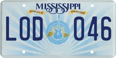 MS license plate LOD046